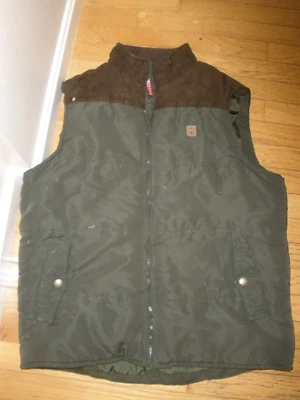 Coleman Hombre Grande Chaleco Abrigo Verde y Marrón Cremalleras Delanteras Usado en Excelente Condición (58) Foto 1 de 4