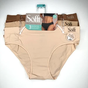 Softt Womens Plus Size 2X All Day Comfort Shaping Briefs 3 Pack Lay Flat Waist - Picture 1 of 6