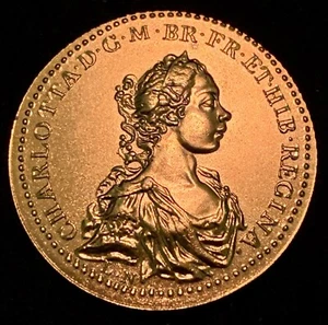 1761 Königin Charlotte Krönungsgemahlin historisches Souvenirmedaille Token - Bild 1 von 18