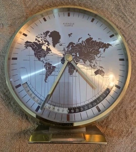Heinrich Möller Brass World Global Clock Kienzle Germany Desk Mantle Table MCM - Picture 1 of 2