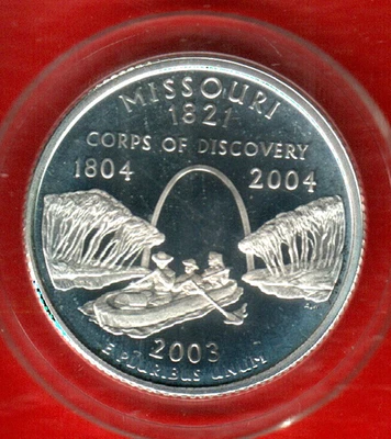 2003 S MISSOURI  90% SILVER Deep Cameo "PROOF" US Mint Quarter - Image 1 of 4
