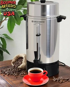 West Bend 100 Cups Coffee Urn Commercial Automatic Water Heater Aluminum Finish - Picture 1 of 2