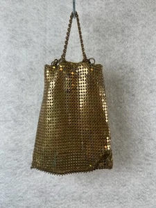Antique Whiting & Davis Gold Mesh Art Deco Handbag Purse Bag 1890s Castle Core - Picture 1 of 9
