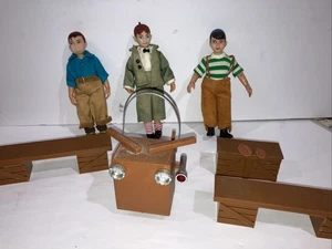 Vintage MEGO Our Gang/Little Rascals Figure LOT of 3 + Scooter & 3 Bench READ - Picture 1 of 13