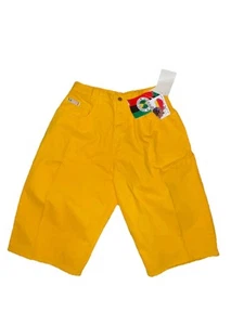 Vintage 90s Cross Colours Yellow Jean Shorts Size m Made In USA Hiphop - Bild 1 von 3