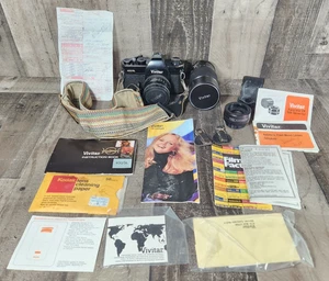 Vintage BLACK Vivitar 400/SL 35mm SLR Camera Kit + Lenses/Accessories UNTESTED - Picture 1 of 16