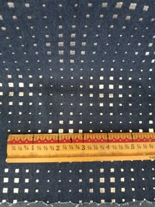 Dark Blue Denim Fabric with Silver Squares 1 Yard x 58" - Picture 1 of 3
