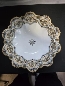 Vintage Nippon Handpainted Scalloped Bowl 10 inches, with gold trim - Picture 1 of 8