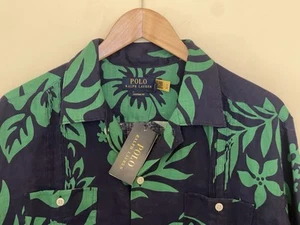 Polo Ralph Lauren Hawaiian Tropical Jungle Floral Linen Shirt Sz L NWT Designer - Picture 1 of 6