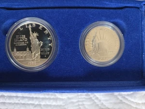 1986 S $1 Statue of Liberty Silver Dollar Proof Set & Half Dollar Orig Owner - Picture 1 of 5