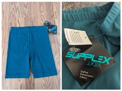 Vintage Danskin Supplex Lycra Green Bike Shorts dance biker USA womens M USA - Image 1 of 4