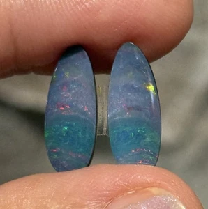 5,3ct 17,4x7x2,6mm Paar Grün Blau Australischer Doublet Opal Cabochon Edelsteine - Bild 1 von 8