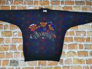 Carlo Colucci Vintage Pullover Teddy Bears Comic Golf Champion Gr: L Rarity - Picture 1 of 7