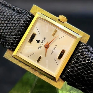 Vintage BUREN Manual Wind 1960'S MCM USA Retro Men's Watch W/ Superb Design !! - Picture 1 of 3