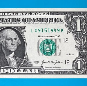 September 15, 1949 (L 09151949 K) BIRTHDAY Note $1 One Dollar Bill *UNC* - Picture 1 of 4