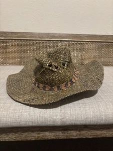 Shyanne Damen Stroh Cowboy Hut Toast Lederband Einheitsgröße Cowgirl - Bild 1 von 6