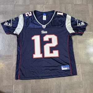 New England Patriots Jersey Youth XL Navy NFL Football Tom Brady 12 Reebok Kids - Picture 1 of 6