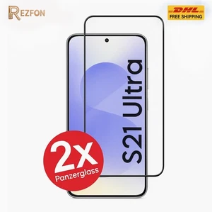 2x 9H Schutzglas Samsung Galaxy S21 Ultra Echtglas Fullscreen Displayfolie - Bild 1 von 6
