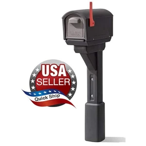 Step2 583299 MailMaster Express Plastic Post Mount Home Modern Mailbox - Black - Picture 1 of 5