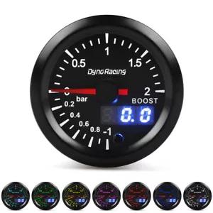2" 52mm 2 Bar Turbo Boost Gauge 12V Digital Boost meter Dual Display 7Colors LED - Picture 1 of 14