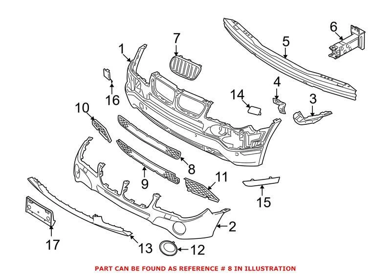 Rejilla central delantera original OEM para BMW X3 2007-2010 Foto 1 de 1