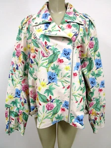 Giacca Moto Floreale Colleen Lopez Taglie Forti 3X Manica Lunga Chiusura Zip Nuova con etichette - Foto 1 di 11
