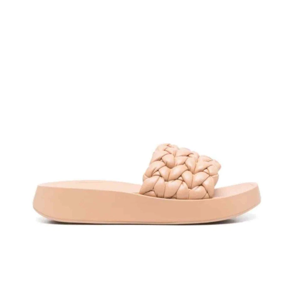  "ASH Victoria Braided-Strap Flatform Slides, Size 7.5 US, Skin" - Image 1 of 4