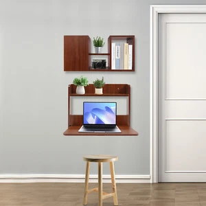 Wall Mounted Bookshelf Folding Space Saving Wall Mounted Table Fold Down Lapto - Picture 1 of 19