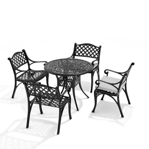 5pcs Bistro Garden Outdoor Balcony Set Cast Aluminium Chairs &Table Dinning Set - Picture 1 of 12