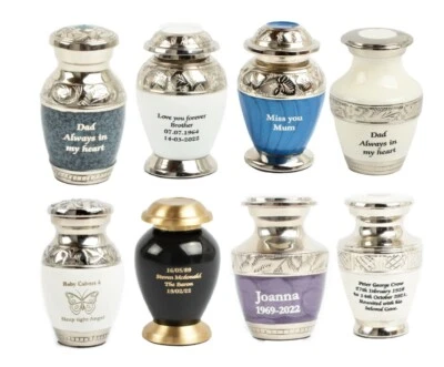 Cremation Token Ashes Mini Keepsake Urns Various Designs FREE PERSONALISATION - Image 1 of 2
