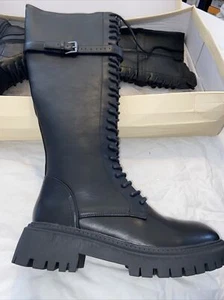 Public Desire Lois High Combat Style Boots UK8 EU41 - Picture 1 of 7