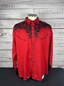 Scully Men's Western Floral Stitch Long Sleeve Button Down Size XL New With Tags - Picture 1 of 19