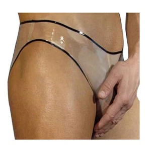Clear Latex Briefs Translucent Rubber Men's Shorts Underwear Gummi 0.4mm Sexy - Picture 1 of 3