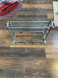 Vintage Millbery Minn MCM Industrial Wall Mount Coat Rack Hat Hooks Chrome 24” W - Picture 1 of 7