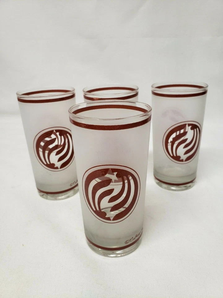 Vasos de Colección, Culver Vidrio Esmerilado con Patrón Rojo MCM Foto 1 de 4