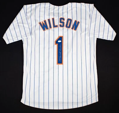 Mookie Wilson Signed New York Mets Pinstriped Jersey (JSA COA) 1986 World Champs - Image 1 of 4