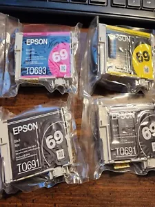 Genuine Epson 69 ink Cartridges-sealed plastic bag. Plus 5 refurbs. 9TOTAL - Photo 1/3