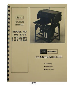 Cepilladora moldeadora Sears Craftsman 306.2339, 306.23397, 306.23387 manual del propietario #1478 - Imagen 1 de 8