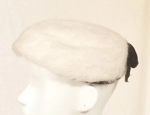 '60'S FRENCH VINTAGE FAUX FUR HAT/BERET 54 - SIZE S - Picture 1 of 2