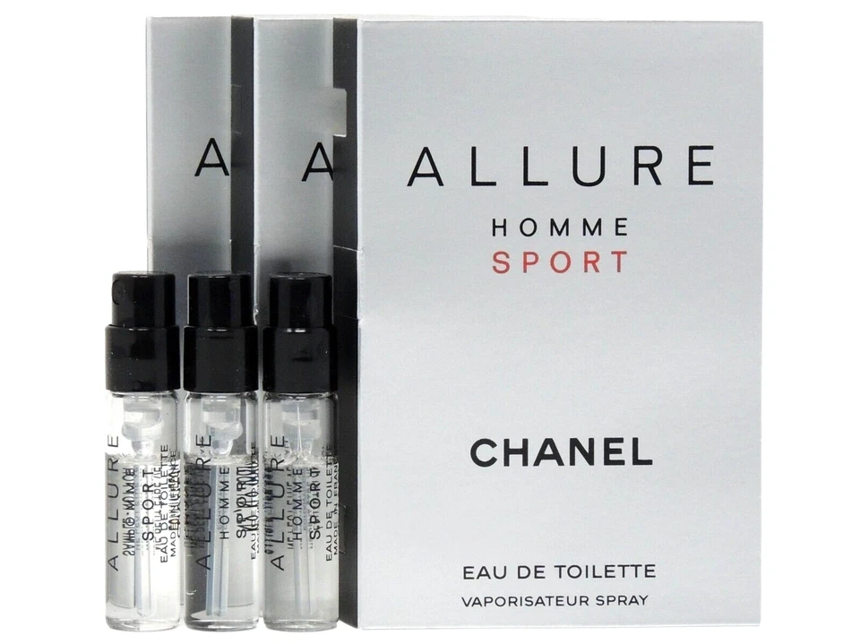 CHANEL ALLURE HOMME SPORT EDT 1,5 ml 0,05 fl oz x 3 viales de muestra de spray de colonia Foto 1 de 1