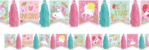 Magical Unicorn Fantasy Animal Birthday Party Decoration Glitter Tassel Garland - Picture 1 of 1