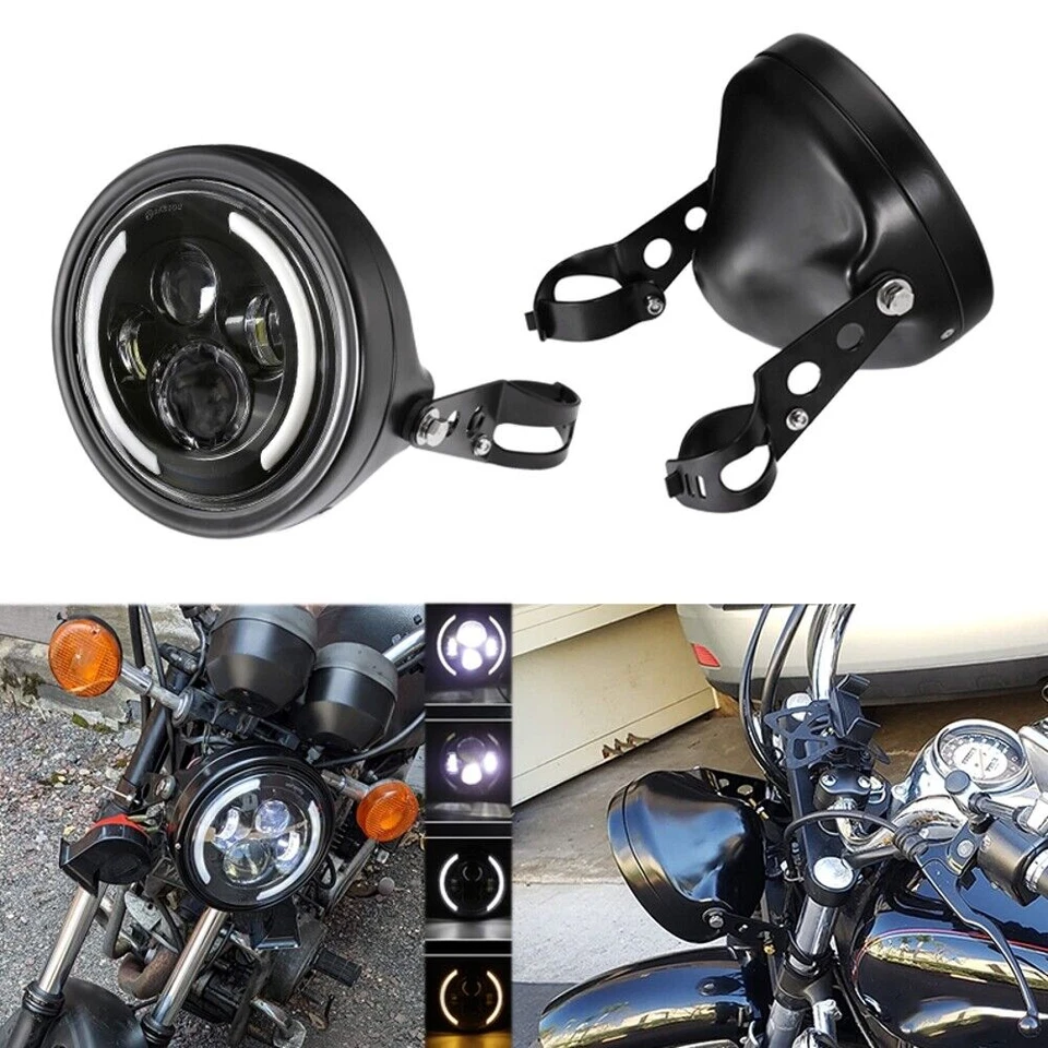 7 inch 60W Motorcycle Headlamp with DRL Turn Signal+LED Headlight Housing Bucket - Image 1 of 4