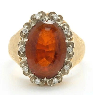 Антикварное кольцо из чистого желтого золота 18 карат с натуральным спессартиновым гранатом 6,08 карата - Изображение 1 из 4