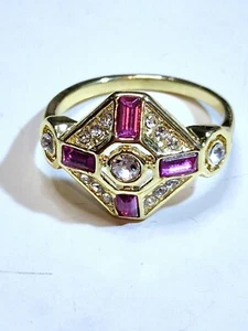 Vergoldeter Hot Pink Exquisiter Vintage Ring Größe 0 (#73) - Bild 1 von 3