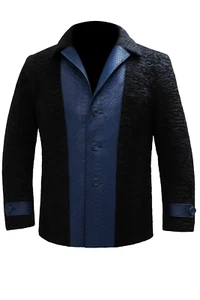 Men's Real Persian Lamb Fur jacket coat Python trim ASTRAKHAN SWAKARA Pre Sale - Picture 1 of 4