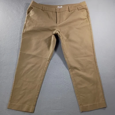 Calça Merona Stretch Classic Fit Frente Plana Tan Cropped Cáqui Feminina Tamanho 18 - Imagem 1 de 4