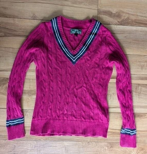 Ralph Lauren Active Long Sleeve Pink Pullover Tennis Varsity Sweater Sz S READ - Picture 1 of 6