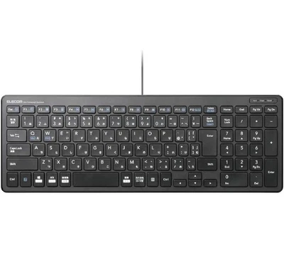 ELECOM Keyboard Wired Pantograph Compact keyboard Black TK-FCP097BK 508g Japan - Image 1 of 4