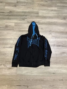 VTG Y2K Tapout Sweatshirt Jacket Hoodie Men L Black Skater MMA Spell Out - Picture 1 of 7