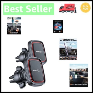 Lot de 2 Support Voiture Téléphone Magnétique avec 6 Aimants Puissants - Support Ventilation Sécurisé - Photo 1 sur 9